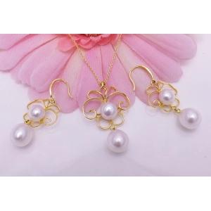 Curtain jewelry manufacturer silver gold plated pearl jewelry sets for woman