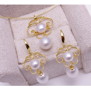 Curtain jewelry manufacturer silver gold plated pearl jewelry sets for woman