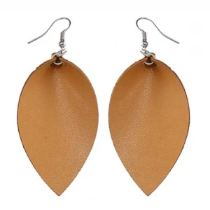 Custom Colorful Faux Leather Leaf or Teardrop Handmade Earrings Manufacturer from China