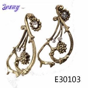 Китай Custom chinese turquoise vintage flower earrings designs E30103 производителя