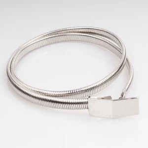 Cina Custom elastic silver waistband metal buckle waist belt BT60029 produttore