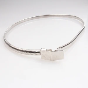 Custom elastic silver waistband metal buckle waist belt BT60029