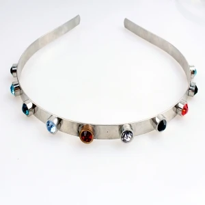 Custom yoga color crystal indian metal gold hair headband H50020