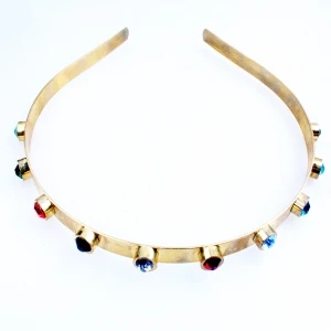 Custom yoga color crystal indian metal gold hair headband H50020