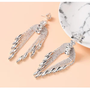Delicate Crystal High Quality New Style Fashion Long Earring for Women Wedding Dress Accessories