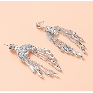Delicate Crystal High Quality New Style Fashion Long Earring for Women Wedding Dress Accessories
