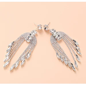 Delicate Crystal High Quality New Style Fashion Long Earring for Women Wedding Dress Accessories