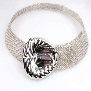 Design your own silver plate rhinestone gypsy mesh flat belt BT60059
