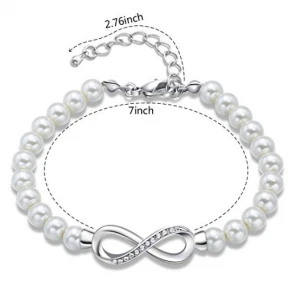Elegance Adjustable Infinity White Pearl Bracelet Supplier in China