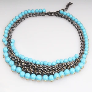 Environmental Candy Color Beaded Chain Necklace