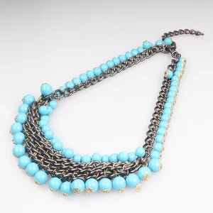 Environmental Candy Color Beaded Chain Necklace
