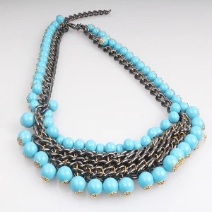 Environmental Candy Color Beaded Chain Necklace