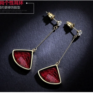 Factory Price Fan Shape Artifical Crystal 18K Gold Plating Ear Hook Earring for Woman