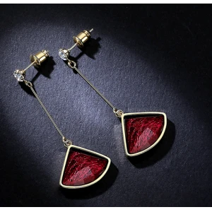 Factory Price Fan Shape Artifical Crystal 18K Gold Plating Ear Hook Earring for Woman