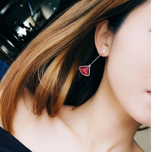 Factory Price Fan Shape Artifical Crystal 18K Gold Plating Ear Hook Earring for Woman