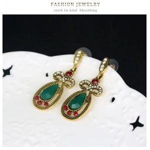 Famous wholesale fashion stud earrings for women small retro diamond multicolor gemstone earrings female