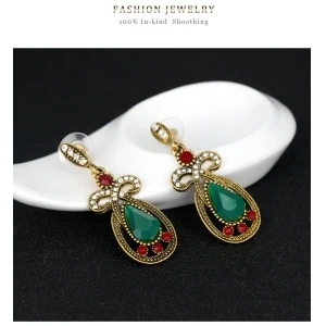 Famous wholesale fashion stud earrings for women small retro diamond multicolor gemstone earrings female