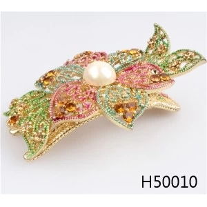 Çin Fancy bridal indian crystal flower wedding pearl hair accessories H50010 üretici firma