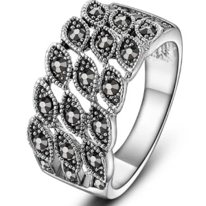중국 Fashion 925 Silver Jewellery Ring Black Marcasite Ring Manufacturer China 제조업체
