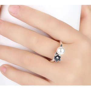 Fashion 925 Silver Pearl Ring New Design Rings Silver Jewelry Shenzhen Manufacturer