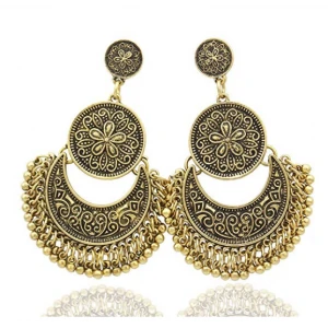 Fashion Gold Brocade Mexico Dangle Earrings Wholesale Fashion Jewelry OEM Factory