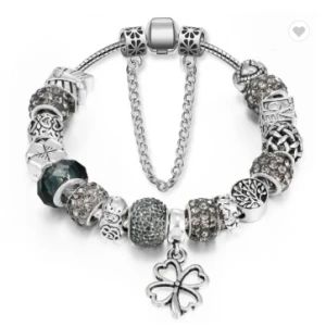 Fashion Jewelry European Silver Plated Bead Bracelet for Women Chain Charm Bracelets as Gifts