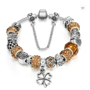 Fashion Jewelry European Silver Plated Bead Bracelet for Women Chain Charm Bracelets as Gifts