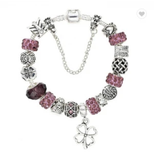 Fashion Jewelry European Silver Plated Bead Bracelet for Women Chain Charm Bracelets as Gifts