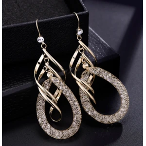 Fashion Plating 18K Mesh Long Stud Earrings for Woman