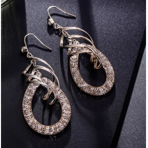 Fashion Plating 18K Mesh Long Stud Earrings for Woman