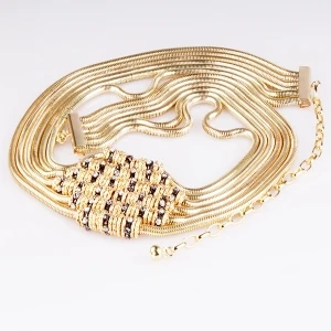 Fashion fancy ladies layers rhinestone dressy metal belt BT60077