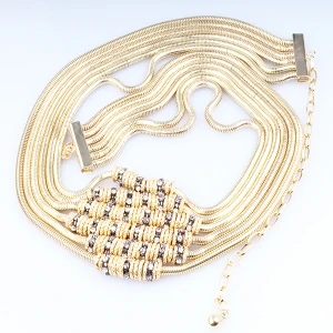 Fashion fancy ladies layers rhinestone dressy metal belt BT60077