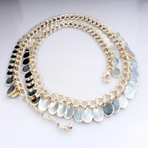 Fashion gold silver coin chain belly dance waist belt BT60035