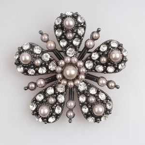 Fashion jewellery flower pearl cheap wholesale rhinestone brooch P80001