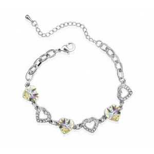 Fashion jewelry gold plated crystal bead love bracelet for women