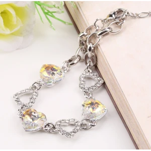 Fashion jewelry gold plated crystal bead love bracelet for women