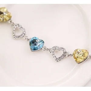 Fashion jewelry gold plated crystal bead love bracelet for women