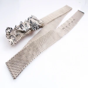 Handmade fashion chain lion head wire mesh metal belt BT60058