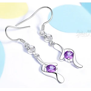 High Quality 925 Sterling Silver Crystal Long Stud Earrings Manufacturer in China