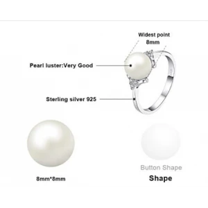 High Quality Freshwater Cultured Pearl Ring 925 Sterling Silver Jewelry Supplier