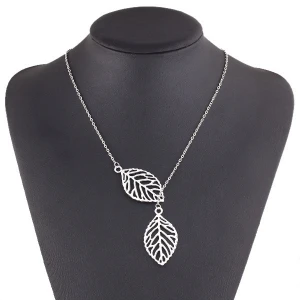 Hot Sell Gold Silver Leaves Pendant Necklace For Girls Women OEM/ODM are welcome