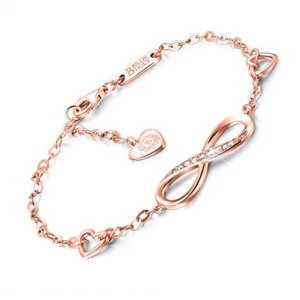 Hot Selling 925 Sterling Silver Infinity Endless Love Symbol Charm Adjustable Bracelet Gift for Women Girls