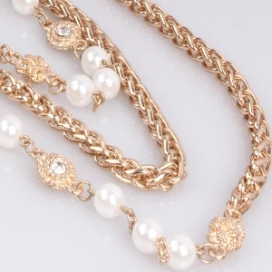 Imitation Pearl Beads Layers Sweater Chain
