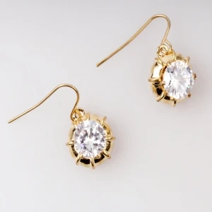 Indian 18k gold cubic zirconia piercing earrings E30036