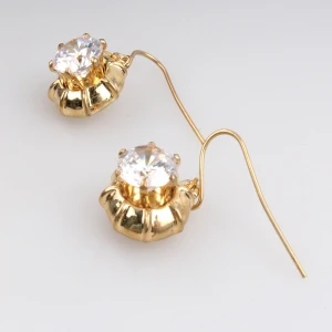 Indian 18k gold cubic zirconia piercing earrings E30036