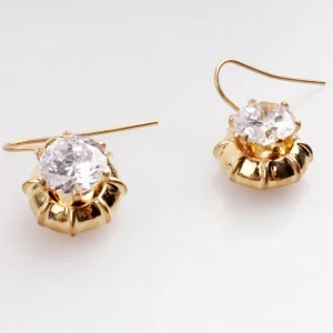 Indian 18k gold cubic zirconia piercing earrings E30036