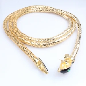 Indian python snake skin 2014 new fashion golden metal belt BT60056