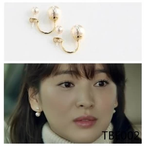 China Korean simple design double-side pearl stud earring TBE002 fabricante