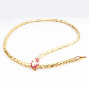 Ladies red fashion gold snake chain metal belt BT60074