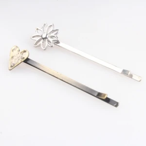 Large metal fashion wholesale crystal flower heart hair clip H50017